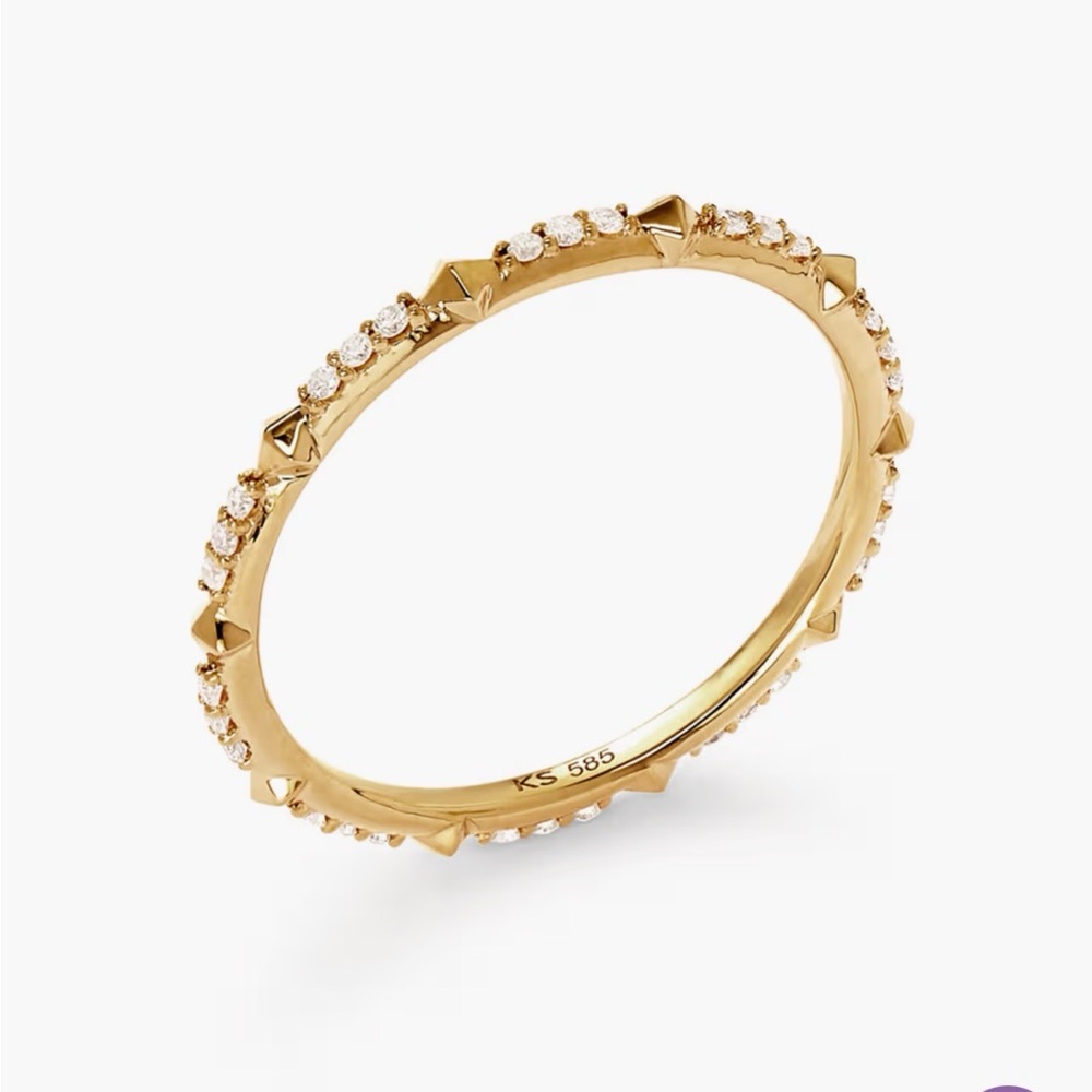 💎 Kendra Scott Astrid 14k Yellow Gold White Diamond Ring Size 5